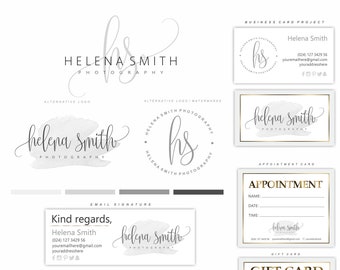 Vorgefertigtes Branding Kit - Fotografie Logo Set - Wasserzeichen - Handgeschriebene Initialen - Elegante Signatur - Stempellogo - Logo Design Paket 87 2
