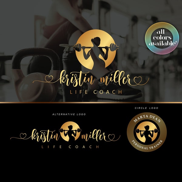 Logo fitness, personal trainer, design logo fitness, logo fitness, formatori, logo di allenamento personale, set logo palestra, logo personal trainer 540