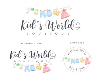 Children's Boutique Logo Design: Kids Clothes Shop Branding Set 492