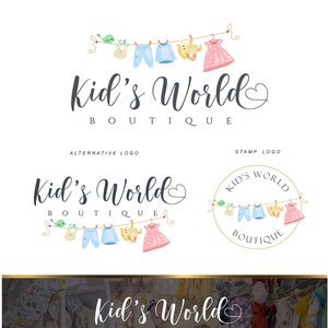 Logo boutique per bambini, Design del logo dei vestiti per bambini, Negozio di abbigliamento per bambini, Logo del negozio di vestiti per bambini, Baby Boutique, Set di logo boutique per bambini 492