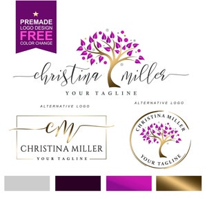 Life coach logo Boom logo Psychologie logo Counseling logo Natuur logo Online therapie logo Holistisch logo Yoga logo Fotografie logo stempel 384
