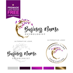 Life coach logo Tree logo Psychologie logo Counseling logo Watermark logo Online therapie logo Holistisch logo Yoga logo Fotografie logo 394