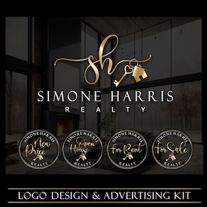 Real Estate Logo, Realtor Logo, Premade Logo, House Key Logo, Realty Branding, Watermark Logo, Signature Logo, Realtor advertising set 451