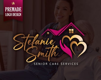 Home care logo, Residential home logo, Nurse staffing agency logo, Elderly healthcare heart logo, Senior care logo, Elderly care logo 558