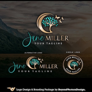 Life coach logo, Therapist logo, Psychology logo, Tree of life logo, Moon logo, Healing logo, Holistic logo, Wellness coach logo, Logo 566