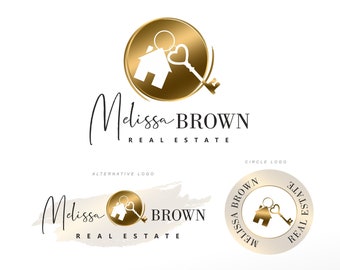 Realtor Logo Design, Realtor branding template, Real Estate Logo, Gold Key and House Logo, Luxury Modern Logo, Realtor signs and stamps 511