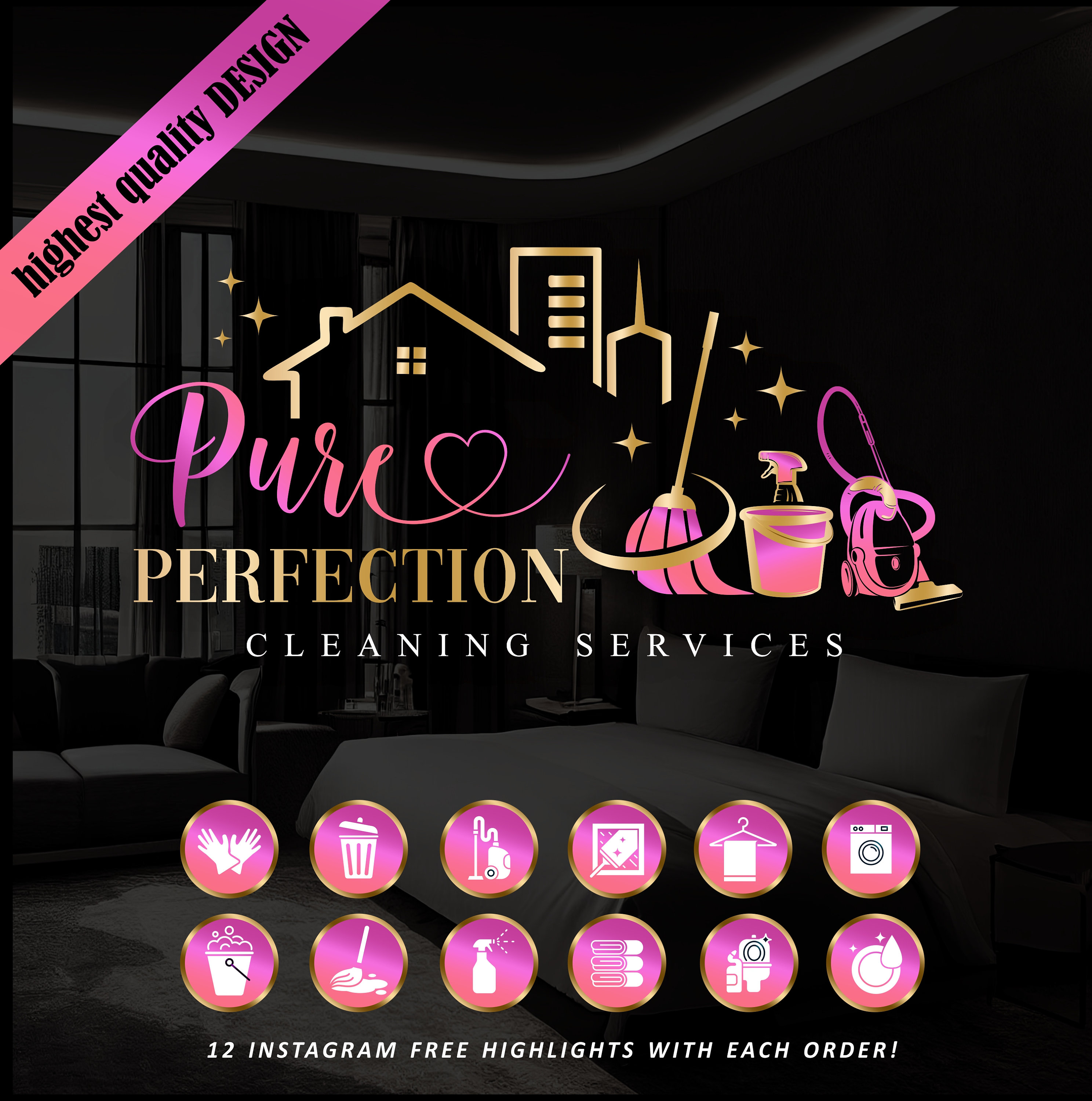 Branding set cleaning business, Cleaning service logo , House Cleaning Logo design, Housekeeping Maid Logo, Business House Cleaner Logo 647