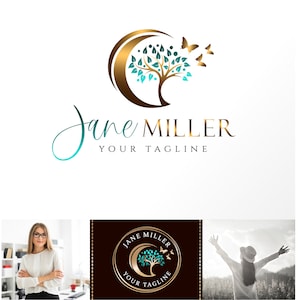 Life coach logo, Therapist logo, Psychology logo, Tree of life logo, Moon logo, Healing logo, Holistic logo, Wellness coach logo, Logo 566