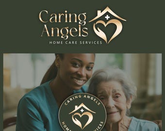 Home healthcare logo PNG, Home care logo, Nurse home care logo, Elderly healthcare heart logo, Nursing home logo set, Elderly care logo 753