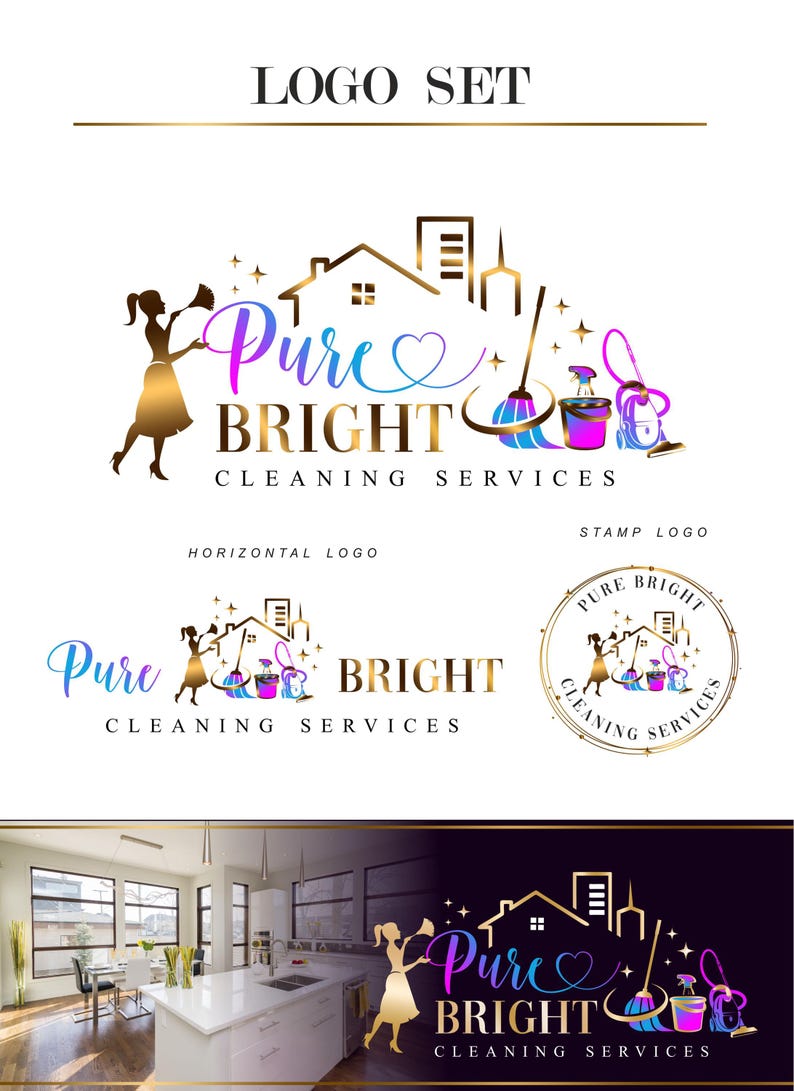 Cleaning Services Logo, Housekeeping Logo, Professional Cleaning