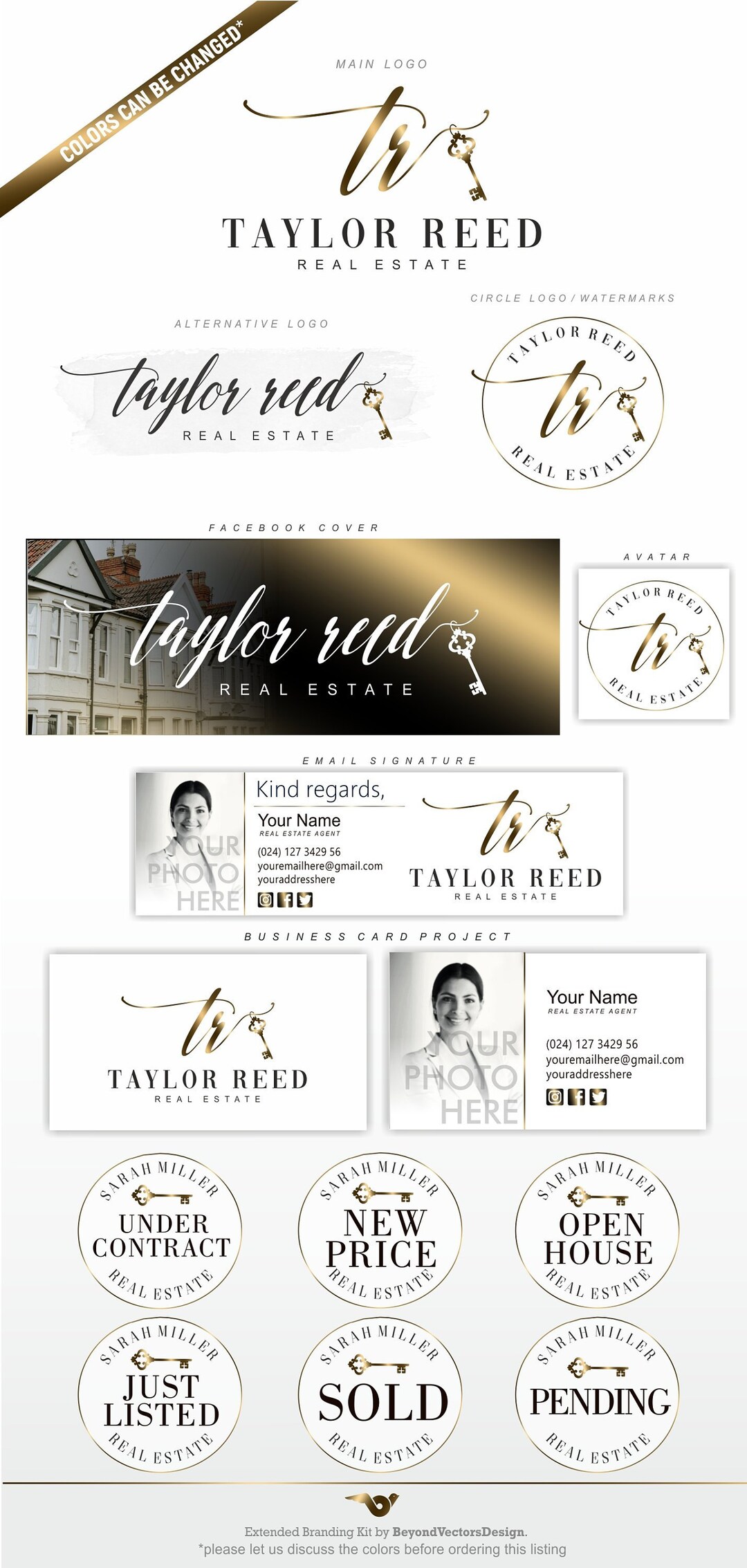 Real Estate Logo Design, Gold Key Logo, Realtor Logo, Luxury Branding ...