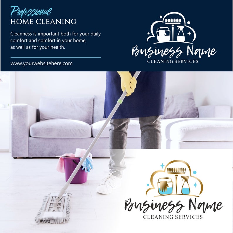 Cleaning Logo Office Cleaner Logo Premade Housekeeper Logo Etsy