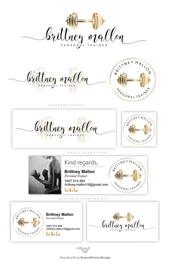 Fitness Trainer Logo Rose Gold Hantel Personal Trainer Logo Etsy