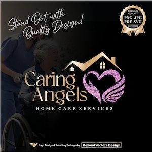 Home Health care Logo, Caregiver Logo, Hospice Care Logo, Healthcare Logo, Nurse Home Care Logo, Elderly care logo, Senior care Logo 733