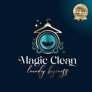 Wäscheservice-Logo, Wäscherei-Logo-Design, Waschmaschine-Logo, Putzen-Kleidung-Logo, Vorgefertigtes Logo-Shop, Waschservice-Raum, Wäscherei 689