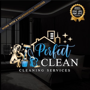 Cleaning service logo design, Maid logo, Housekeeper Logo, Premade Cleaning Branding Kit, Cleaning Branding Set, Office cleaning logo 722