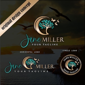 Life coach logo, Therapist logo, Psychology logo, Tree of life logo, Moon logo, Healing logo, Holistic logo, Wellness coach logo, Logo 566