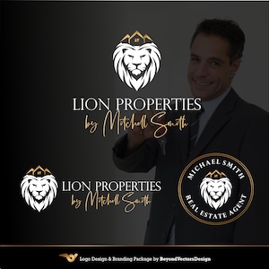 Realtor Logo set, Real Estate Logo, Lion logo, Modern Logo, Lion head logo, Realty Branding, Watermark Logo, Signature Logo, Realtor set 523
