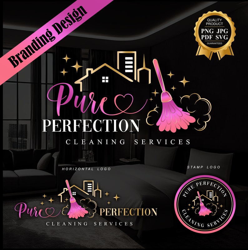 Cleaning Services Logo, Maid service, Housekeeping logo, Cleaning Business Logo, Vector cleaning service logo, Cleaning branding design 667 image 1