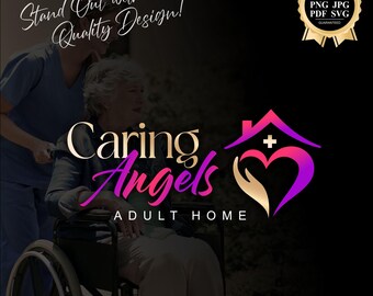 Home healthcare logo PNG, Home care logo, Nurse home care logo, Elderly healthcare heart logo, Nursing home logo set, Elderly care logo 752