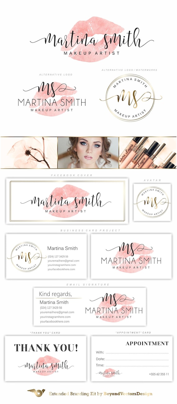Makeup Artist Logo Design, Beauty Branding Kit (Digital Files) 183 5