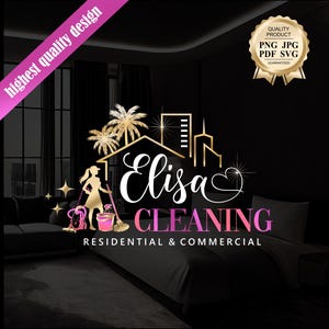 Cleaning logo kit, Housemaid logo, Vacuum cleaner, Cleaning Luxe Logo, House cleaning logo, Cleaning Service Logo, Cleaning logo design  738