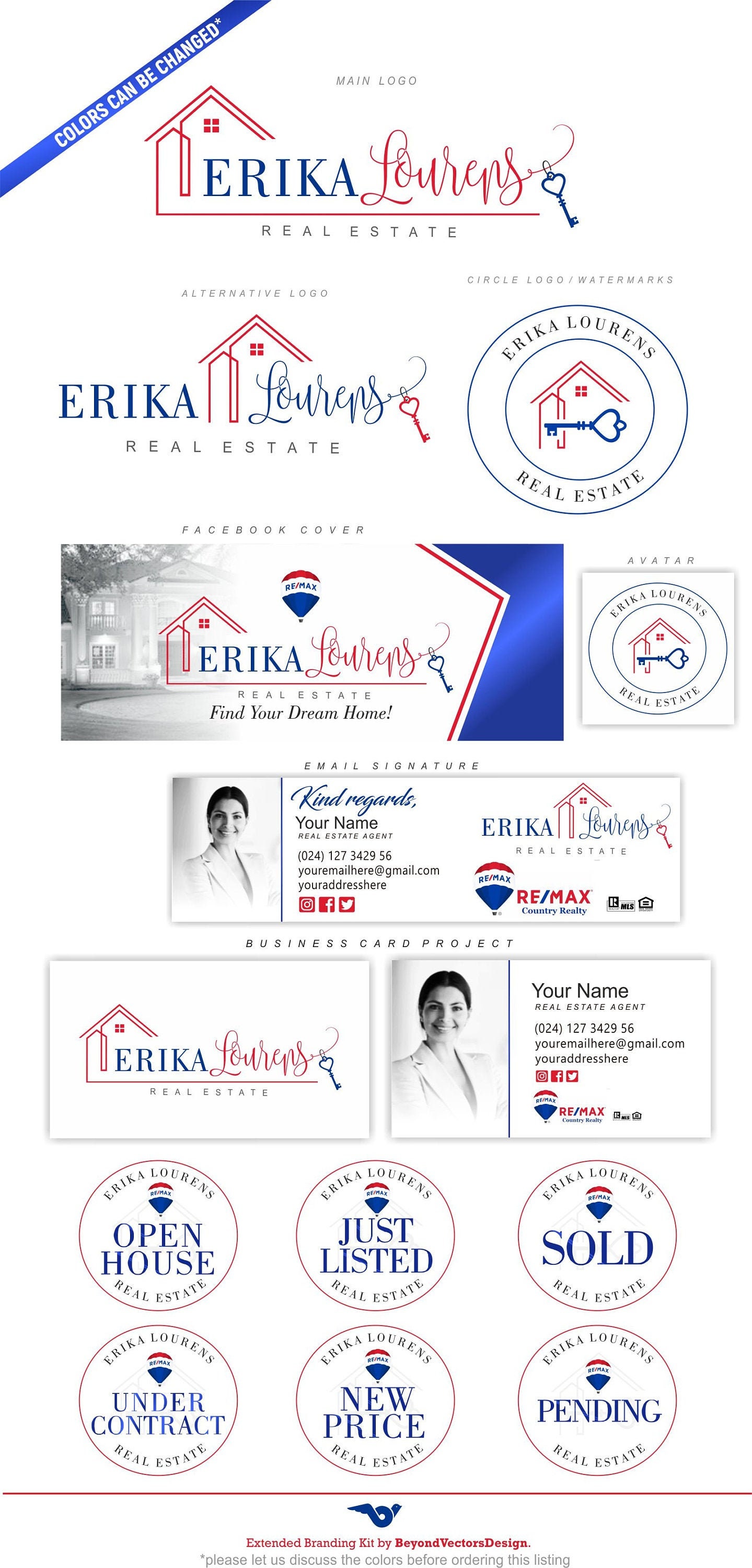 Real Estate Logo House Key Logo REMAX colors logo Design Etsy