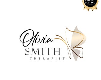Psychologist Logo Design | Branding Kit for Coaches, Therapists & Mental Health Professionals | Gold Butterfly  757