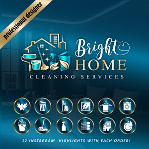 Cleaning logo kit, Housemaid logo, Vacuum cleaner, Cleaning Luxe Logo, House cleaning logo, Cleaning Service Logo, Cleaning business  633