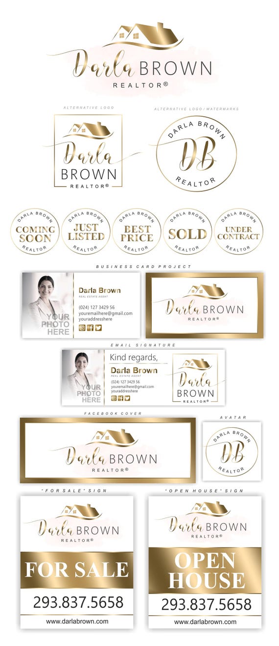 Gold Realtor Logo Kit Real Estate Logo Kit Broker Logo | Etsy