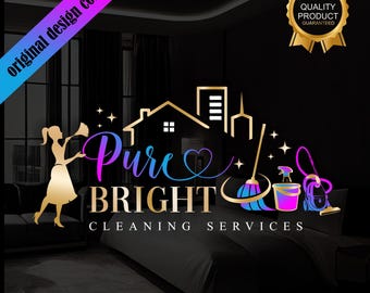 Logo per servizi di pulizia, logo per pulizie domestiche, logo per attività di pulizia professionale, logo predefinito per addetti alle pulizie domestiche e uffici Logo per servizi di pulizia 708