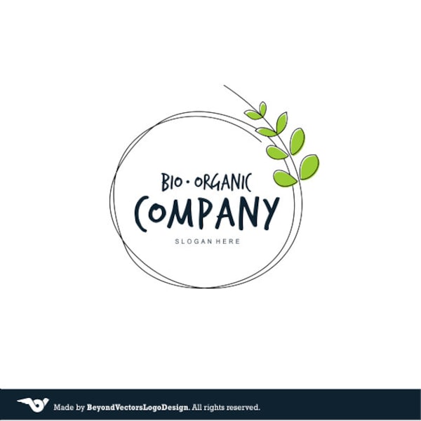Logo-ontwerp groene bladkrans: Organic Bio Eco Company (digitale bestanden)