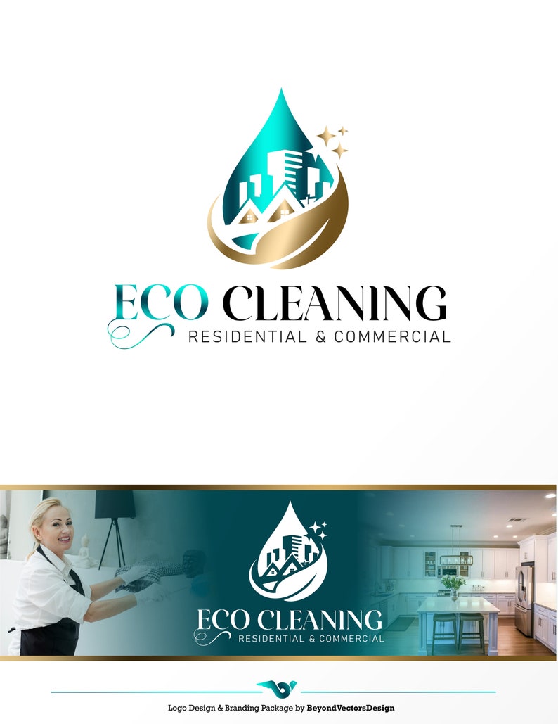 Cleaning logo, Cleaning kit, Cleaning service logo, Cleaning business logo, Cleaner logo, Cleaning logo design, Eco Cleaning company logo