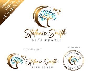 Life coach logo, Therapist logo, Psychology logo, Tree of life logo, Moon logo, Healing logo, Holistic logo, Wellness coach logo, Logo 640