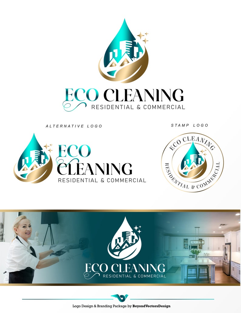 Cleaning logo, Cleaning kit, Cleaning service logo, Cleaning business logo, Cleaner logo, Cleaning logo design, Eco Cleaning company logo