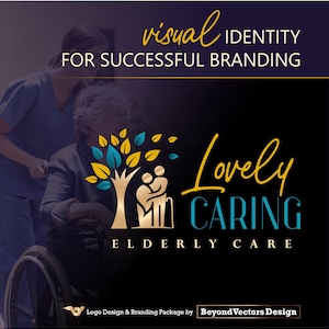Home healthcare logo, Home care logo, Nurse home care logo, Elderly healthcare heart logo, Nursing home logo set, Elderly care logo set 7192