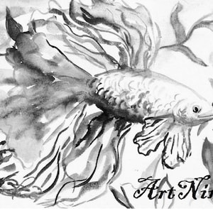 Home decor Betta Fish Wall Art Watercolor Betta Fish Wall Decor AirBNB Wall Art Watercolor Fish Nursery Wall Decor Betta Fish Animal Art