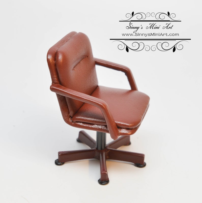 1 12 Dollhouse Miniature Loback Leather Office Chair Red Az A2548
