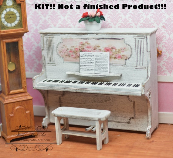 1 12 Dollhouse Miniature Piano And Bench Kit Unfinished Etsy