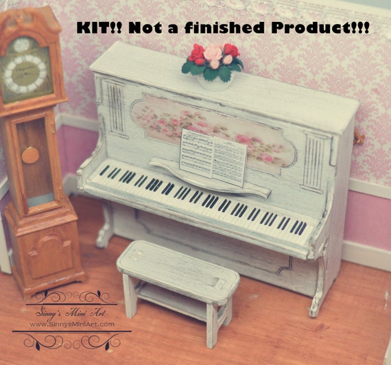 1 12 Dollhouse Miniature Piano And Bench Kit Zabawki Pokoje I