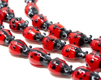 Ladybird Beads Ladybug  Necklace Beads Kids Beads Wood Beads For Making Jewelry Animal Beads Set of 10 Wooden Ladybird Beads