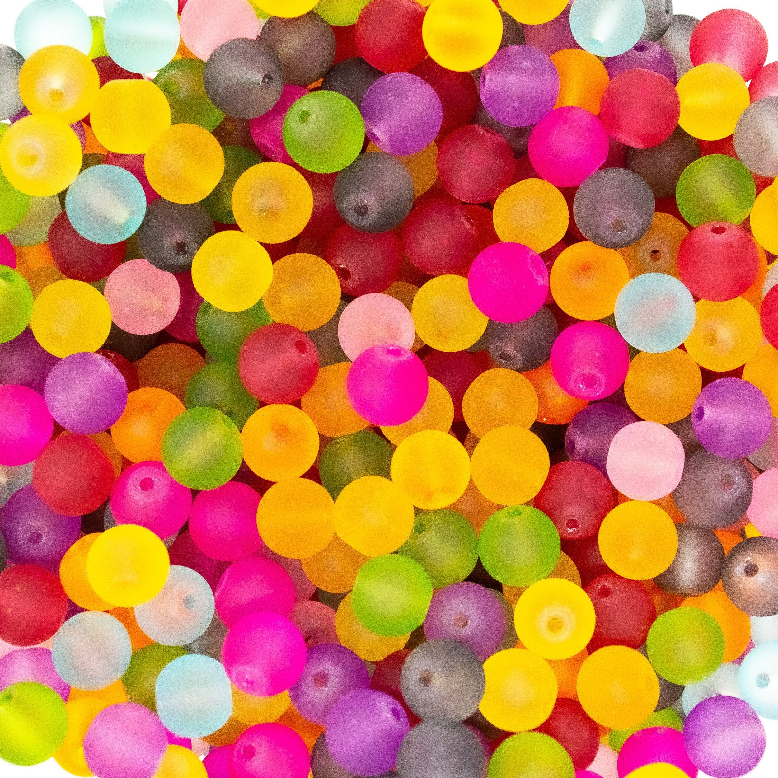 Frosted Glass Beads.  Multicoloured. 4mm, 6mm, 8mm, 10mm.