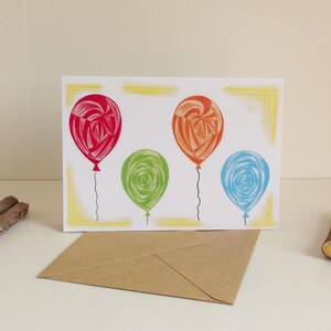 Kaart Ballonnen - A6 Dubbele Kaart met envelop - Blanco wenskaart - Verjaardagskaart - Felicitatiekaart - Kaart gerecycled papier.