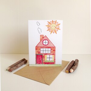 Kaart Huis - A6 Dubbele kaart met envelop - Blanco wenskaart - Kaart Nieuwe Woning - Zomaar kaart - Kaart gerecycled papier.