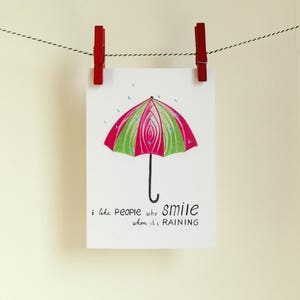 Postkaart Paraplu - Kaart Quote - A6 Enkele kaart - Blanco wenskaart - Ansichtkaart - Zomaar kaart - Kaart gerecycled papier.