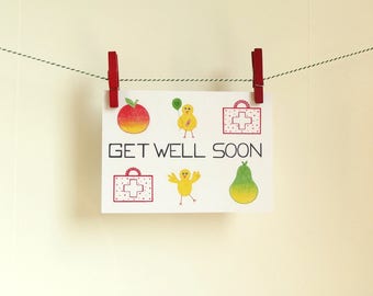 Postkaart Get Well Soon - A6 Enkele Kaart - Blanco wenskaart - Ansichtkaart - Beterschapskaart - Kaart gerecycled papier.