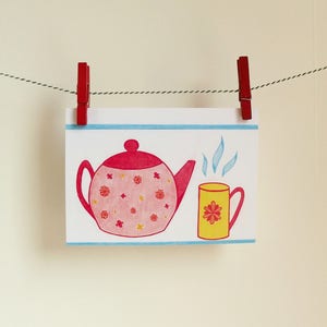 Postkaart Theepot - A6 Enkele kaart - Blanco wenskaart - Ansichtkaart - Zomaar kaart - Kaart gerecycled papier.