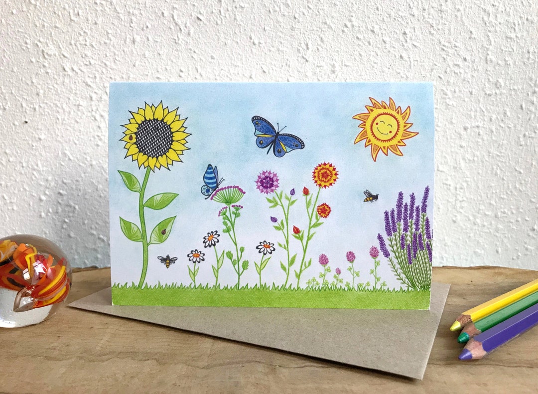 Card Summer Landscape - A6 Greeting Card With Envelope - Blank Card ...