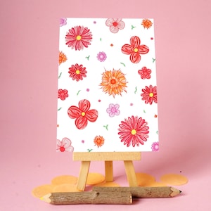 Postkaart Patroon Bloemen - A6 Enkele Kaart - Blanco wenskaart - Ansichtkaart  - Zomaar - Kaart gerecycled papier.