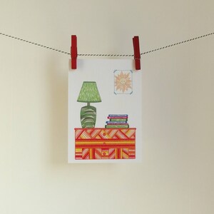 Postkaart Schemerlamp op Kast - A6 Enkele Kaart - Blanco wenskaart - Zomaar kaart - Kaart gerecycled papier.